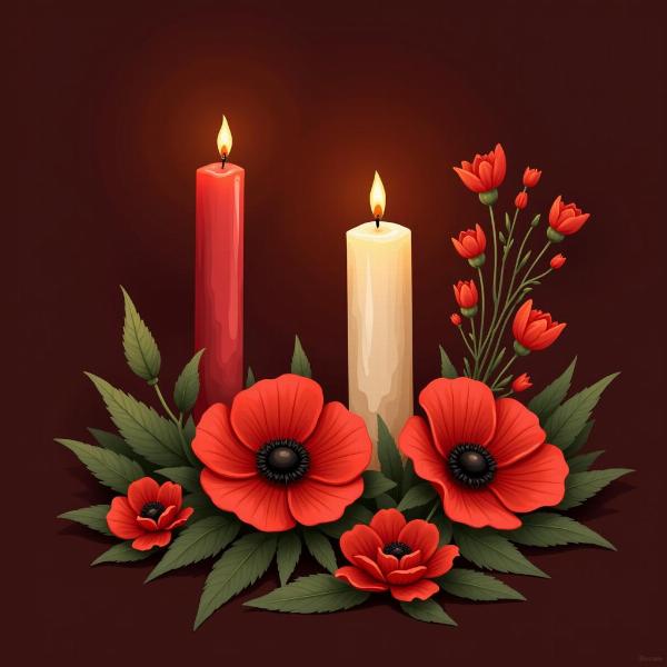 Image of poppies and candles on Remembrance Day