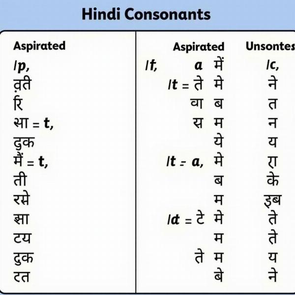 Allophones Chart in Hindi