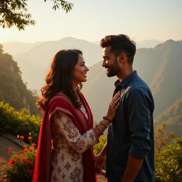 Couple Celebrating Anniversary in a Scenic Location in India