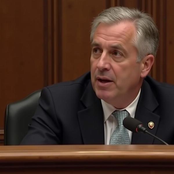 A person speaking in a courtroom setting.