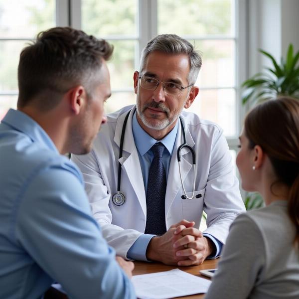 A doctor discussing a diagnosis with a patient