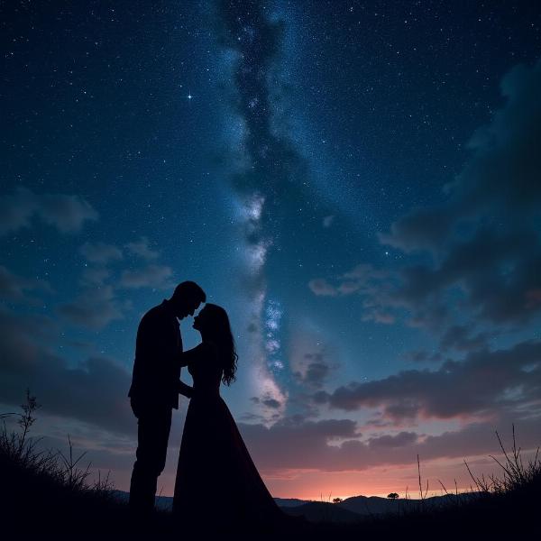 Bepanah Love: A couple embracing against a vast, starry sky.