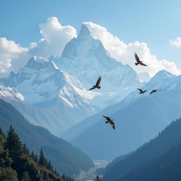 Birds Soaring in the Himalayas