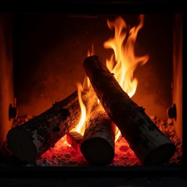 Burning Wood in a Fireplace