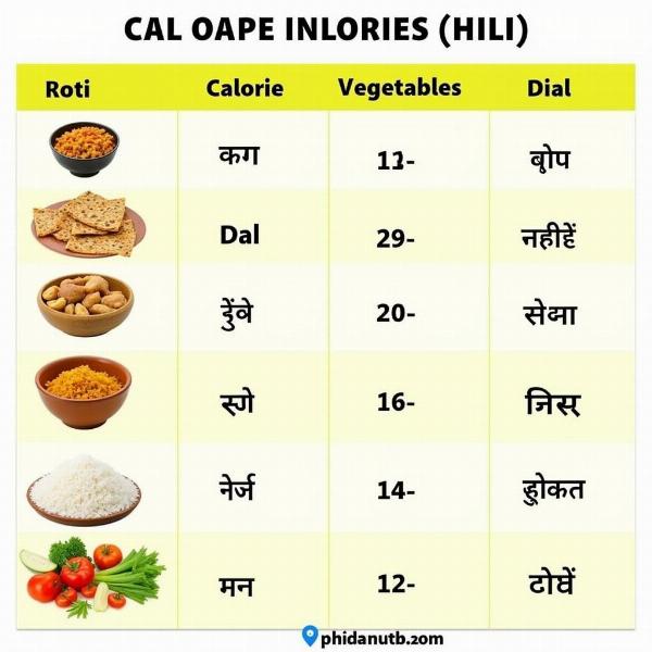 Calories Chart in Hindi