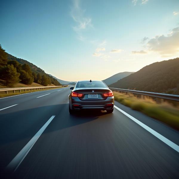 Car accelerating on a highway