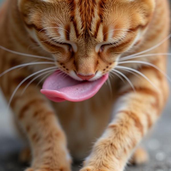 Cat Licking Fur