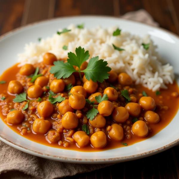 Chana Masala served with rice