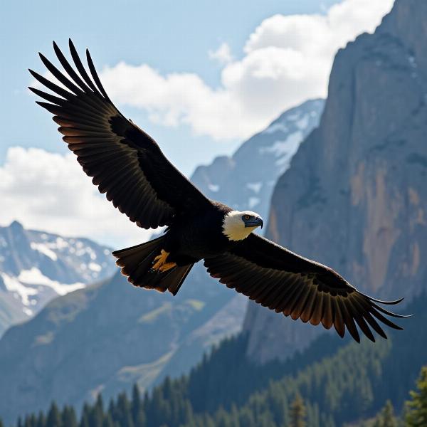 Condor Soaring High Above the Mountains