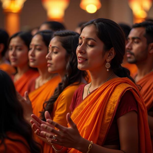 Devotees singing the Madhurashtakam together