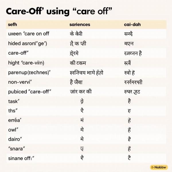 Different Hindi translations for care off based on context