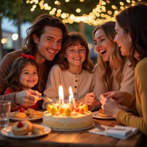 A family celebrating together