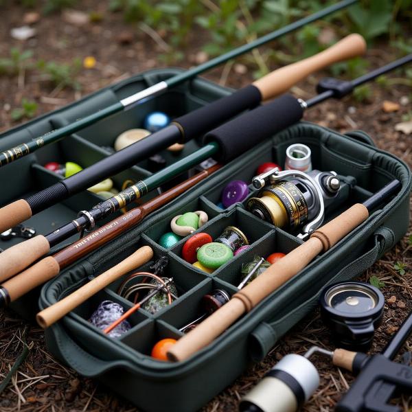 Fishing rods and tackle box