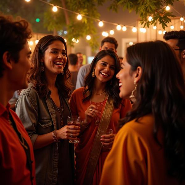 Friends enjoying a party together in India