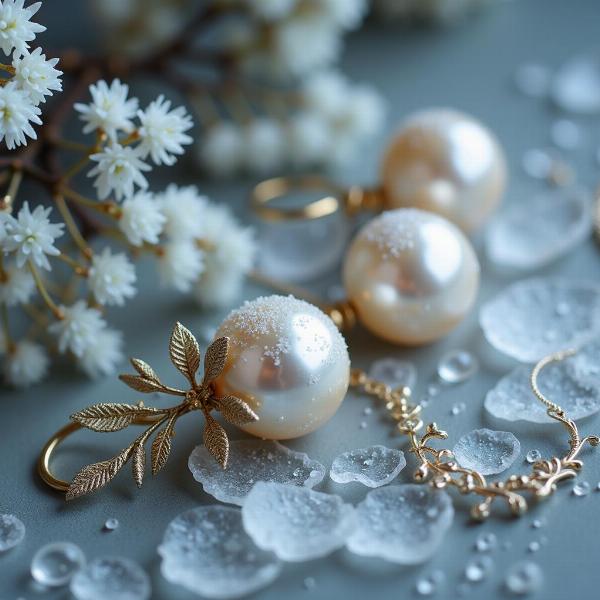 Frozen pearls incorporated into jewelry