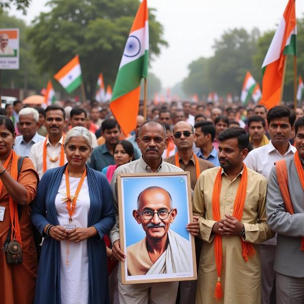 People celebrating Gandhi Jayanti