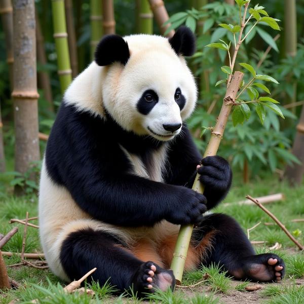 Giant panda eating bamboo