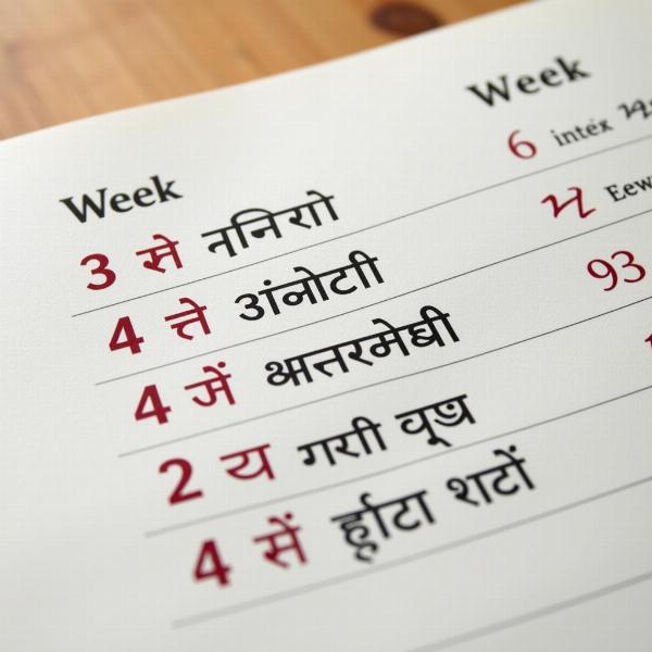 Hindi Calendar Week