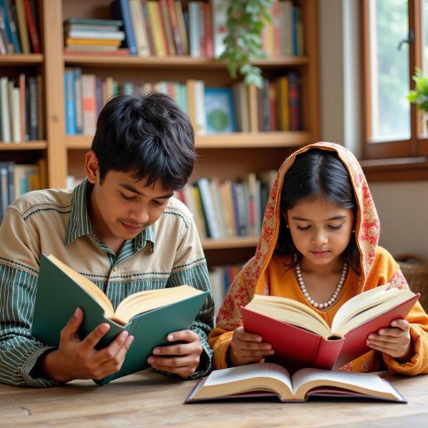 People reading Hindi books