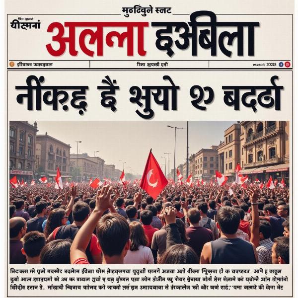 Hindi newspaper headline about political rally