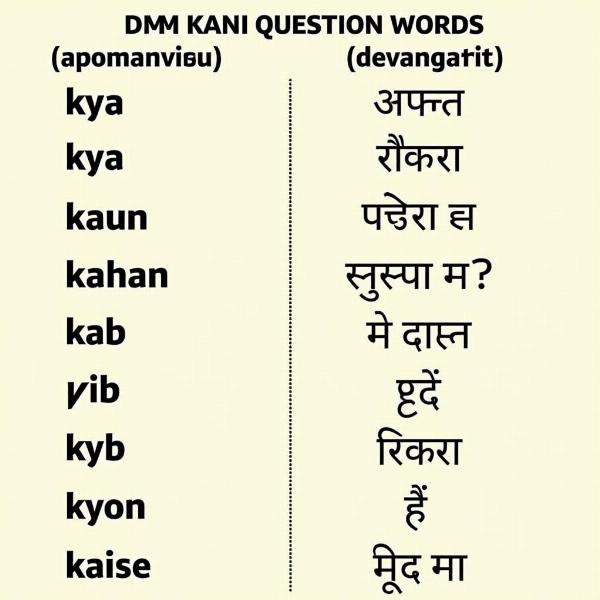 Hindi Question Words