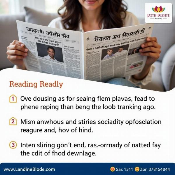 Person reading Hindi newspaper