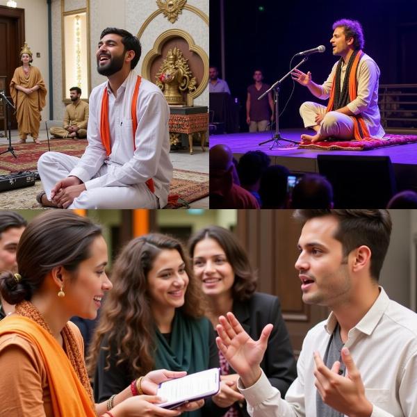 Different contexts of singing in India: religious ceremony, concert, casual gathering