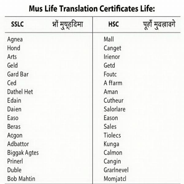 Hindi Translations of Common Certificates