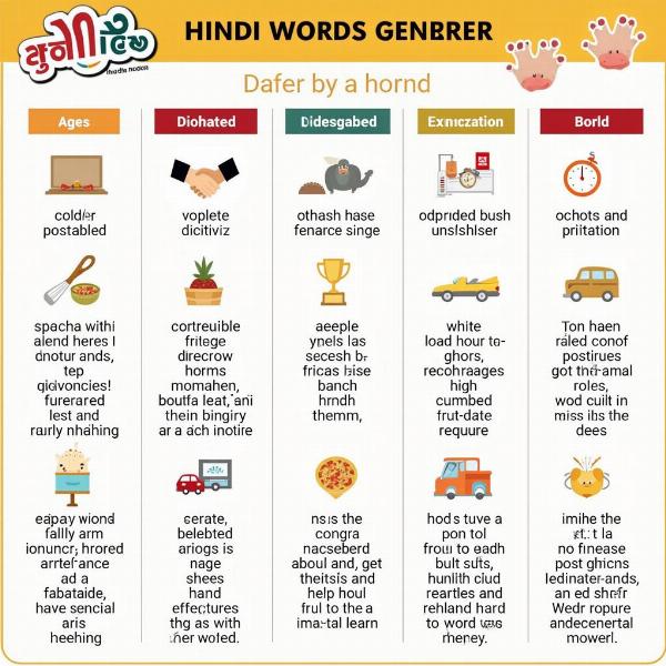 Chart of Hindi words for children