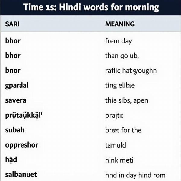 Hindi Words for Morning