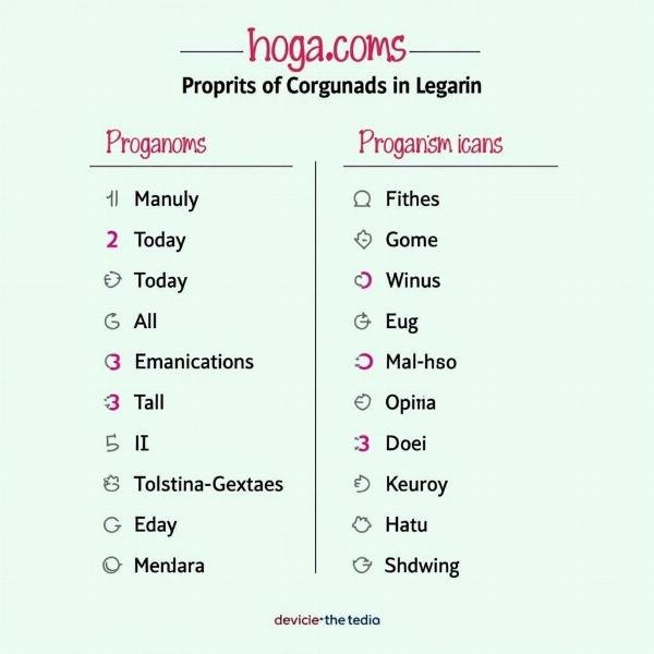 Hoga Conjugation Table