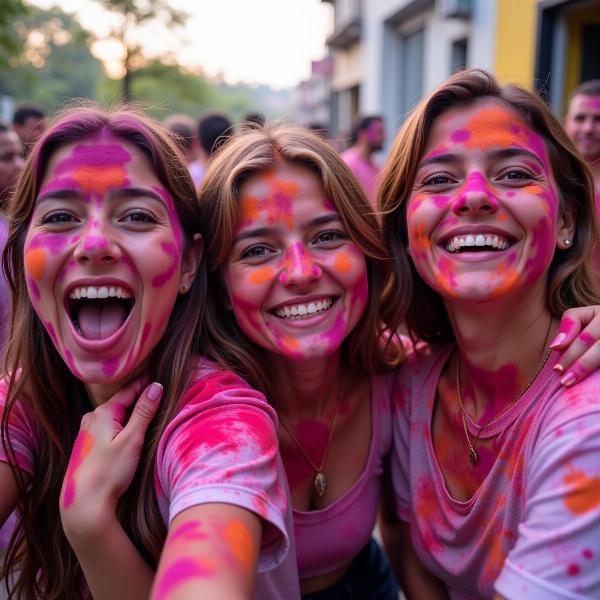 Revelers at Holi Festival