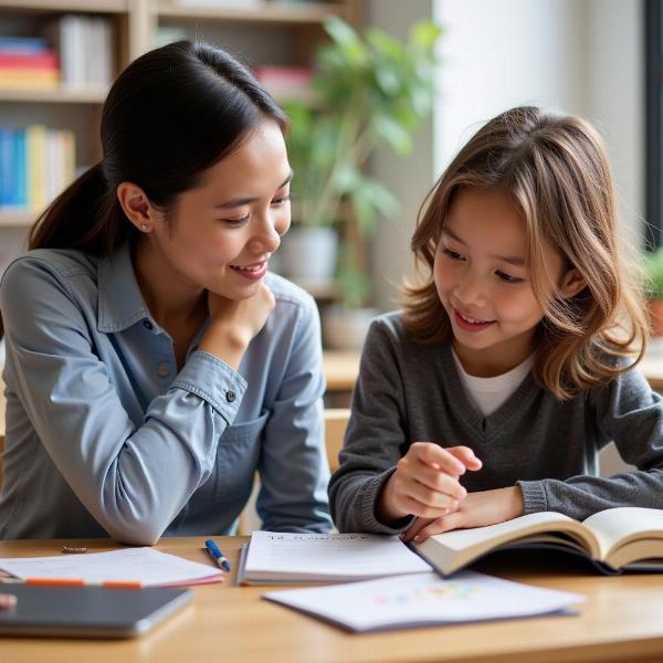 Home tutor interacting with student