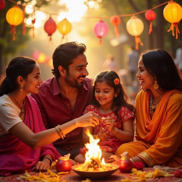 Indian Family Celebrating