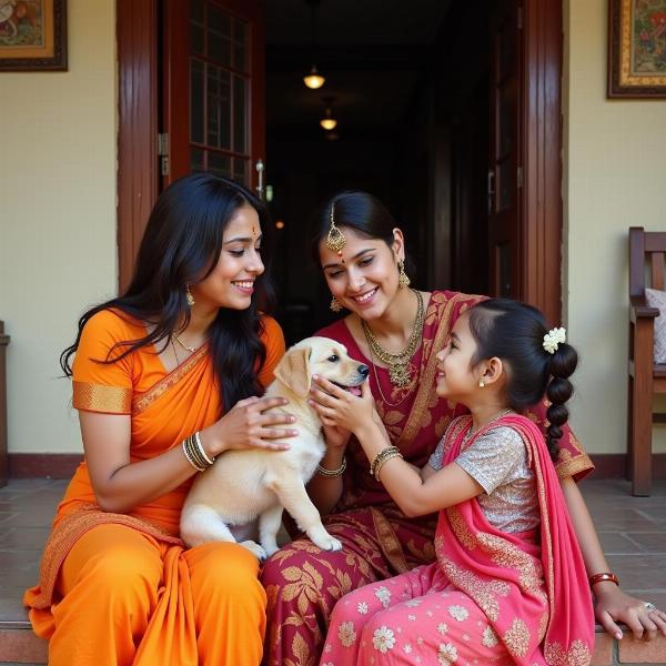 Indian Family with a Puppy