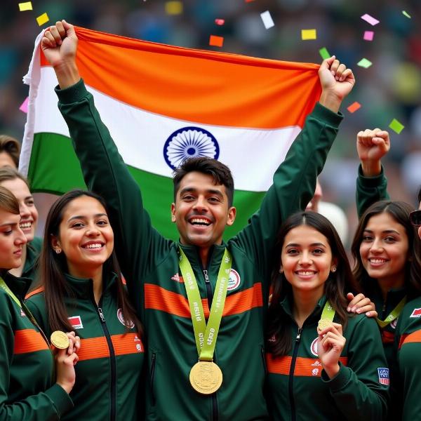 Indian Gold Medalist Celebration