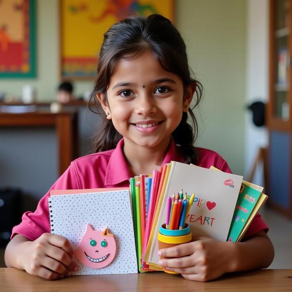 Indian Student with Stationery