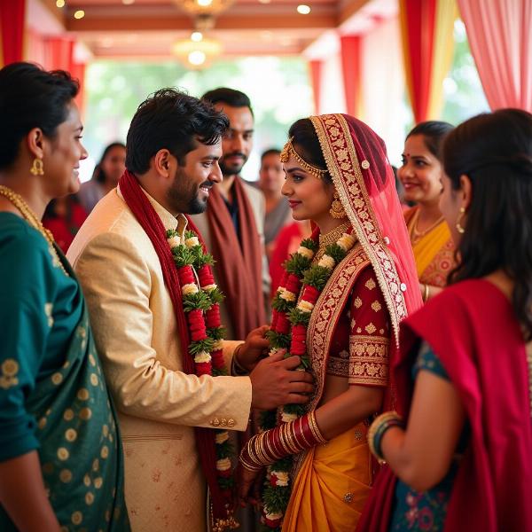 A vibrant Indian wedding celebration depicting love and togetherness.