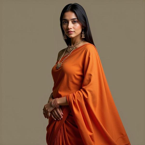 Indian Woman in Simple Sari