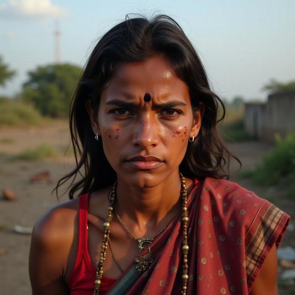 An Indian woman facing poverty