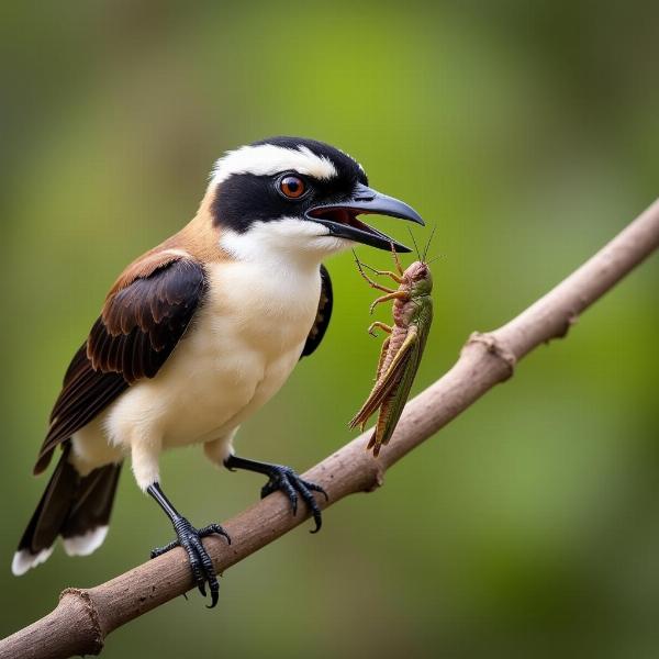 Shrike Hunting Its Prey