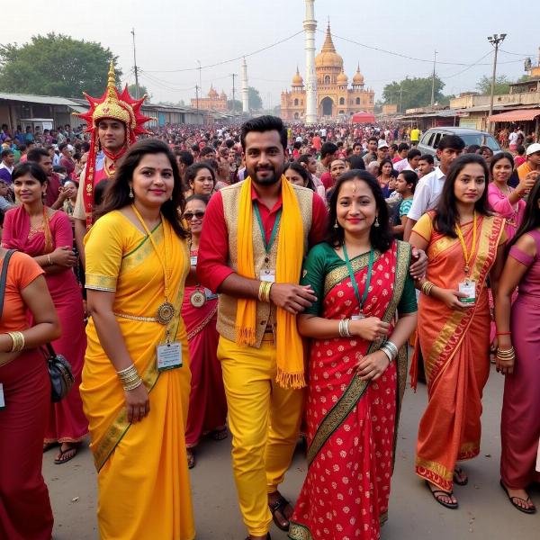 People celebrating a traditional festival in Khambhat, showcasing the city's vibrant cultural heritage.