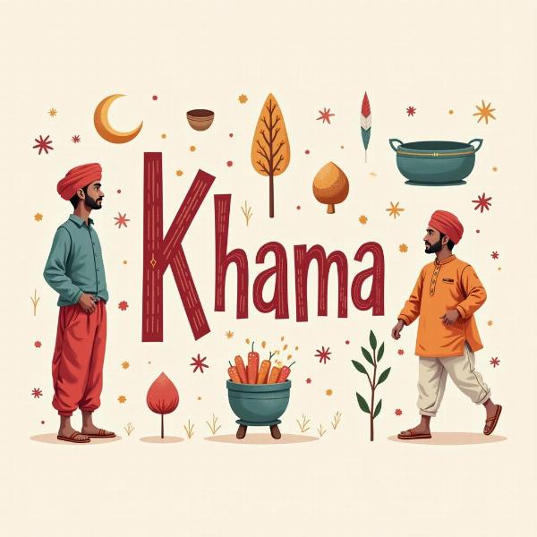 Khanna's Cultural Connections - Depiction of traditional Punjabi attire and cultural symbols alongside the written word "Khanna," showcasing its strong association with Punjabi culture.