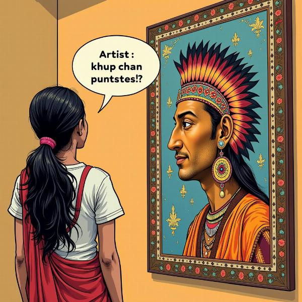 Admiring Traditional Indian Artwork