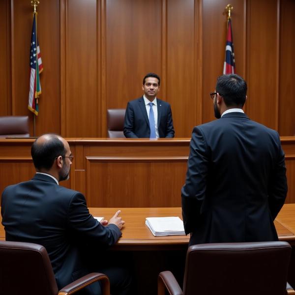 Lawyer representing a client in court