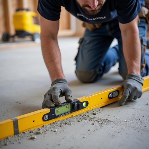 Leveling Concrete with a Spirit Level