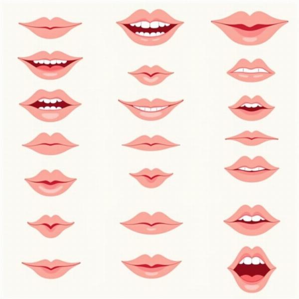 Lips in Hindi Meaning - Image depicting various lip shapes and expressions