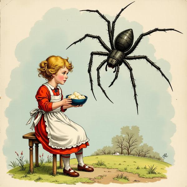 Little Miss Muffet Illustration