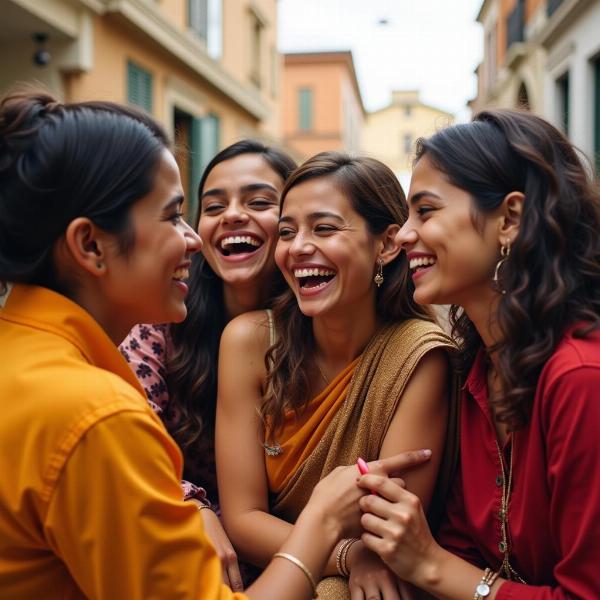 Friends laughing together