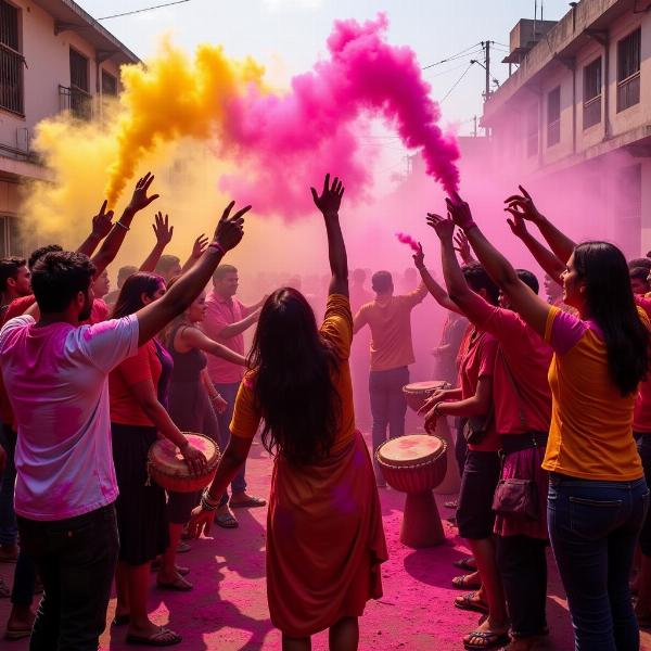 People celebrating Holi